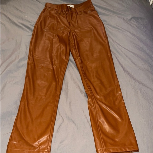 Abercrombie & Fitch Tan Faux Leather Pants - Picture 1 of 2